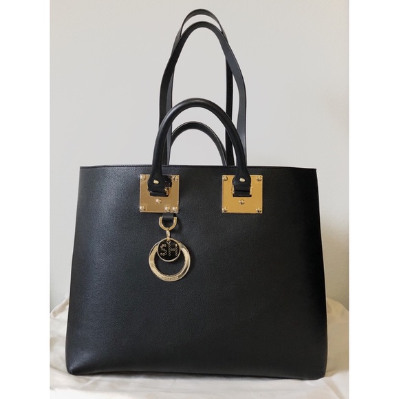 Sophie Hulme Black Leather East West Tote Work Bag - Picture 2 of 8